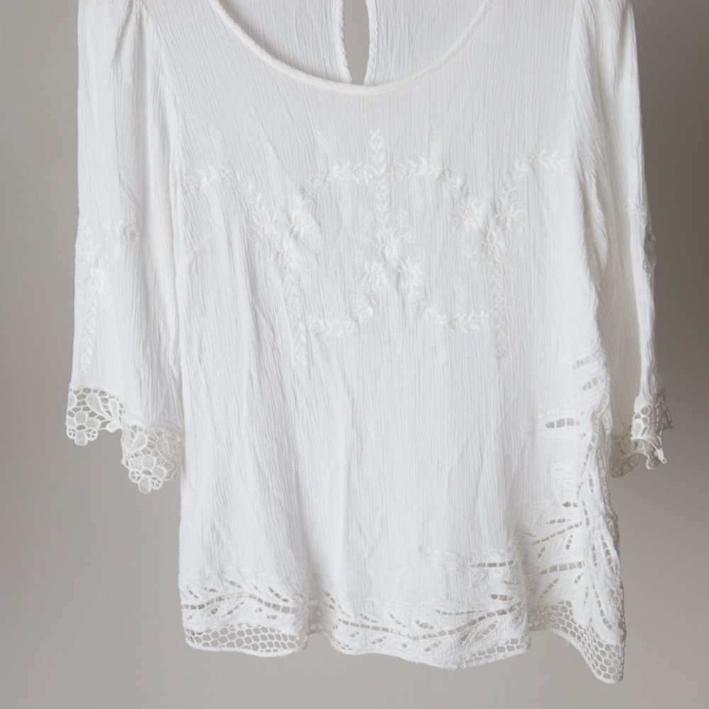 Eyelet detail 3/4 Sleeve Blouse